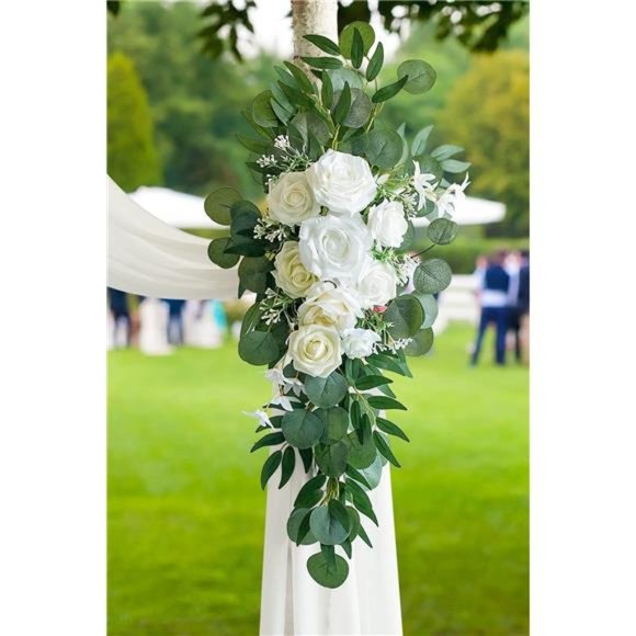 Artificial Wedding Arch Flowers Kit(Pack of3),with 26Ft White Color Wedding Arch - Picture 5 of 7